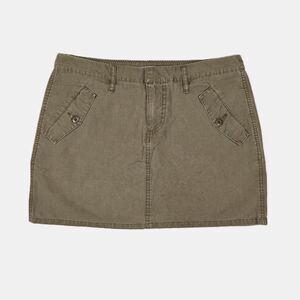 Vintage Bulldog BDG Low Rise Olive Green Mini Skirt Size 7/8 Y2K Utility Earthy